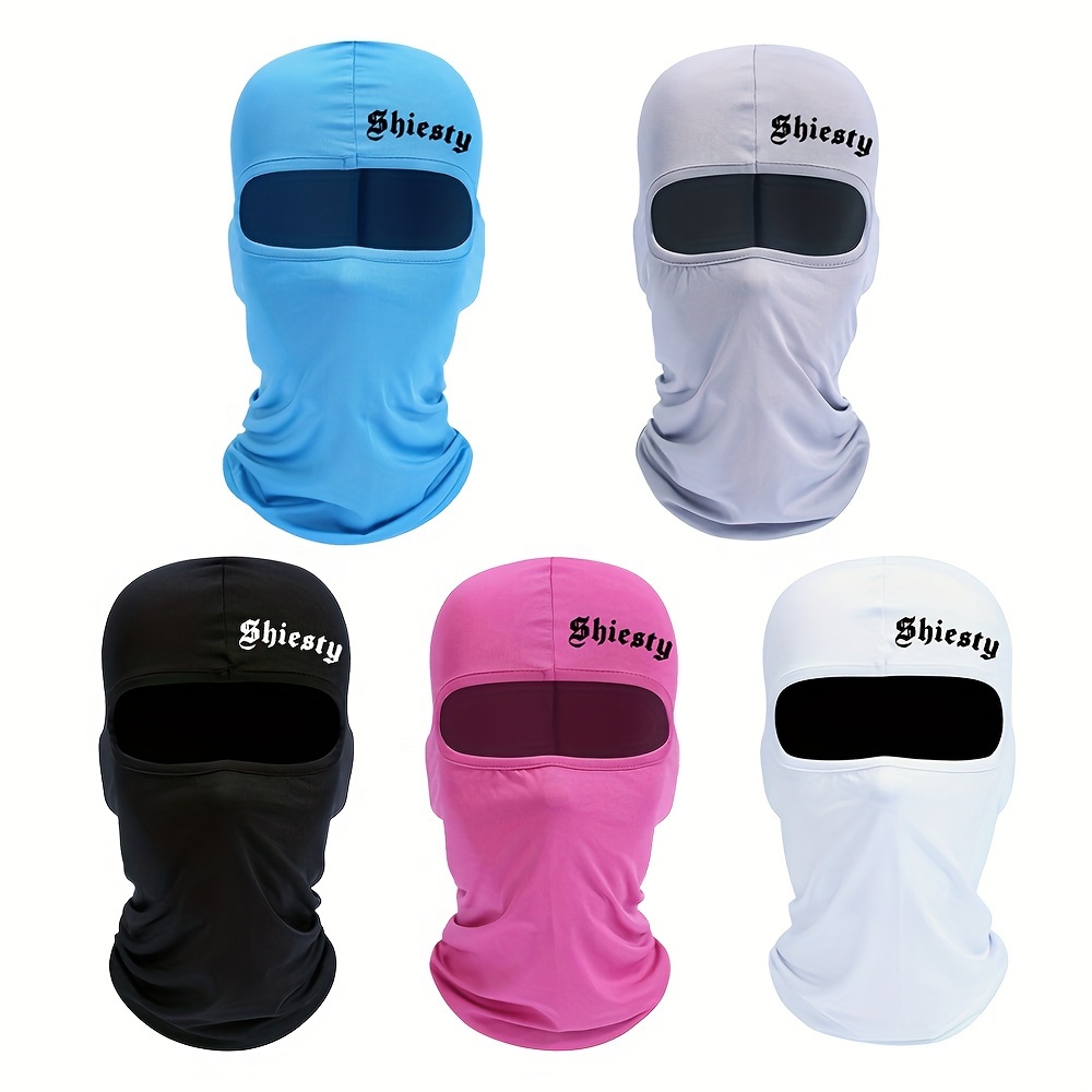 

5pcs Shiesty Letter Print Balaclava Face Mask Summer Cooling Neck Gaiter Uv Protector Motorcycle Ski Scarf For Men/women