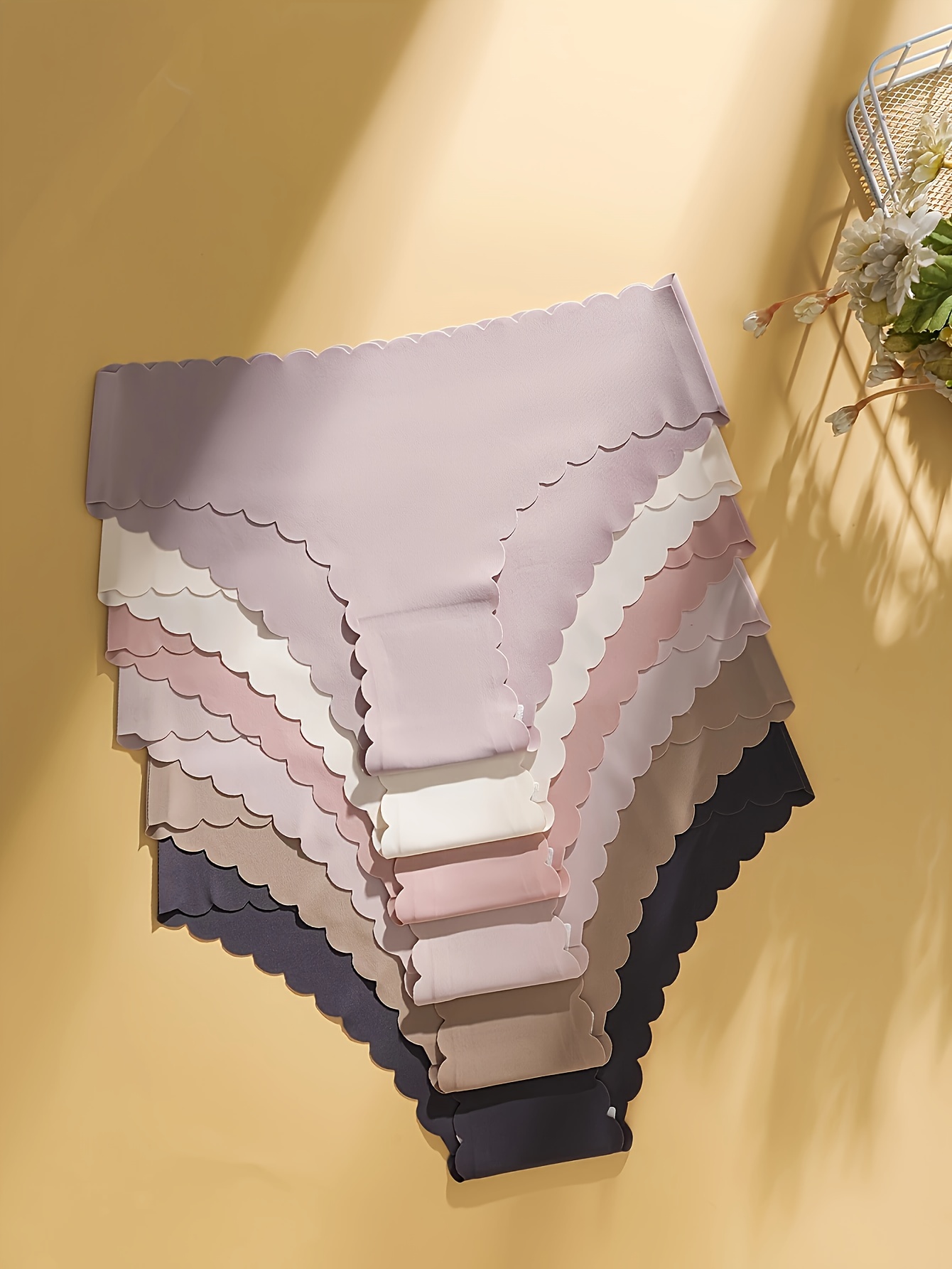 6 pack womens solid color panties with wave lace smooth seamless comfortable breathable quick dry briefs for autumn   fitness yoga  