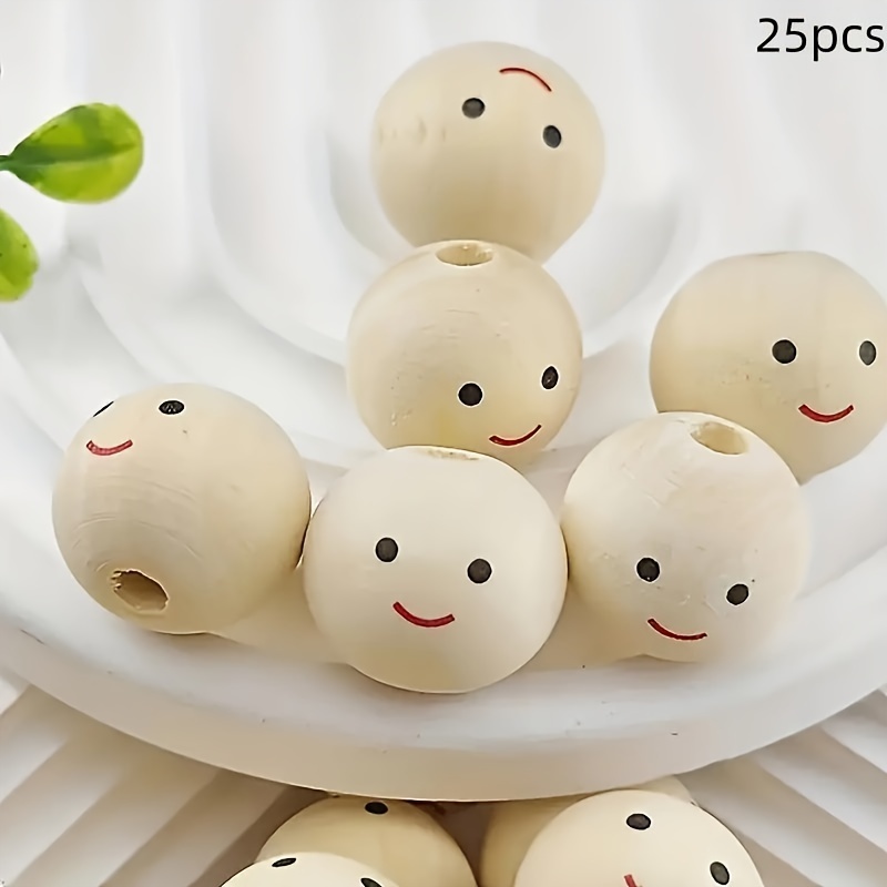 Image of 25pcs 20mm Round Wooden Beads - Vibrant Loose Beads For Jewelry Making, , Necklace, Hanging Ornaments And Beading Craft Supplies - Perfect For Handmade Additions, Crafting Projects And Artistic