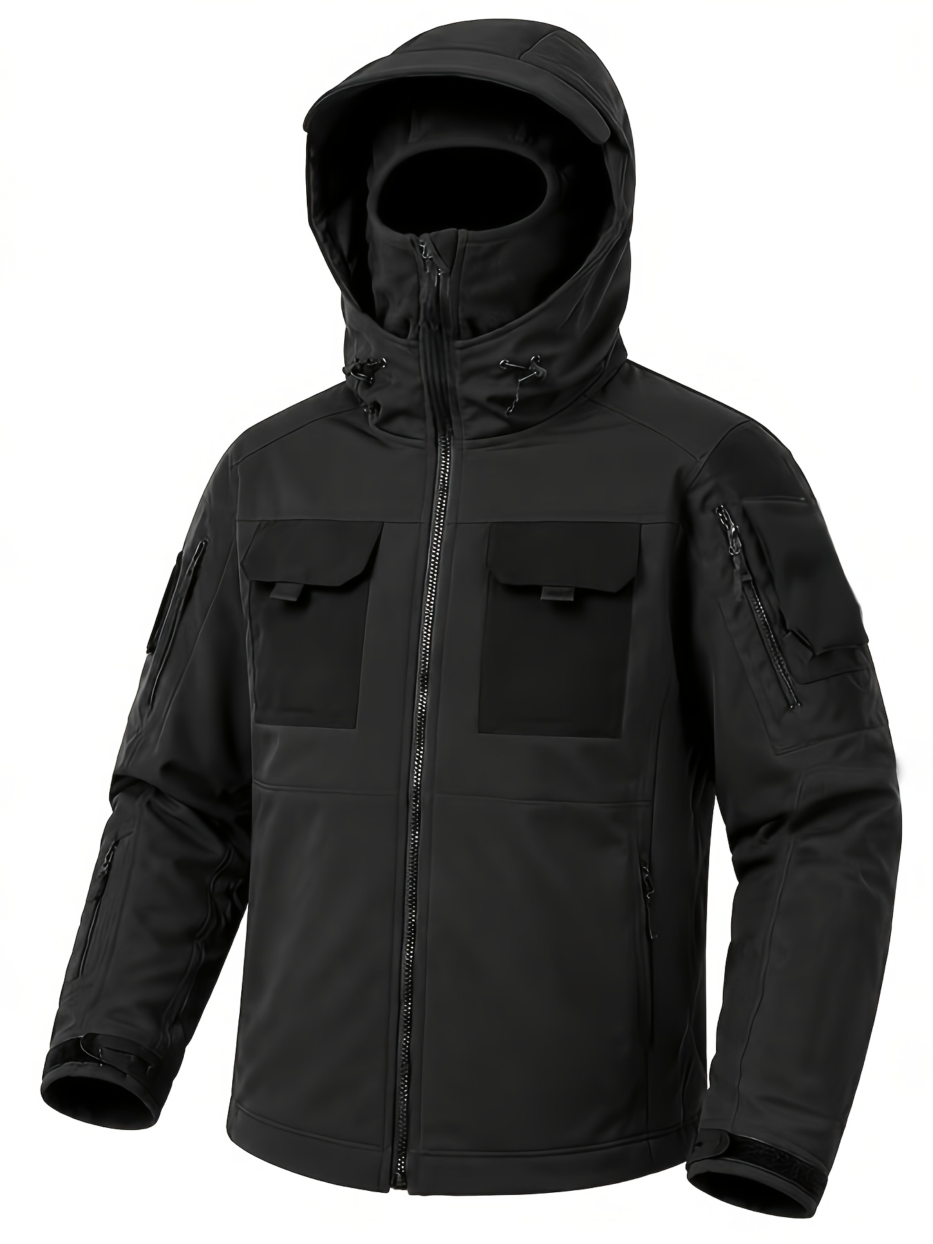 Men's Color-Block Multi-Pocket Hooded Soft Shell Jacket