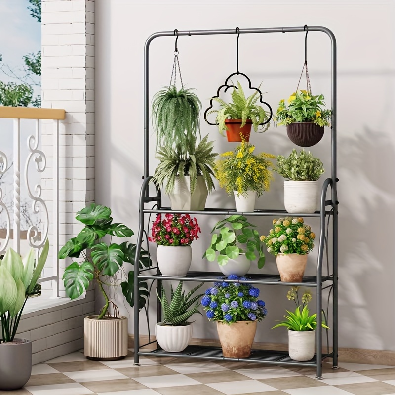 

Plant Stand 3 Tier Indoor Outdoor Tall Corner Hanging Plant Shelf Metal Flower Stands Ladder Plant Holder For Room Patio Multiple Plants