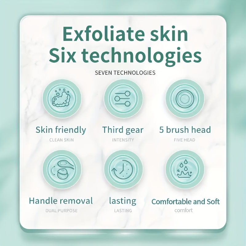 5 in 1 electric body back face shower brush usb powered electric shower head with long handle interchangeable heads soft silicone exfoliating brush rotating scrubber for full body back face   home use ideal self care gift back scrubber for shower personal care device ergonomic handle durable exfoliator deep cleansing detachable design   exfoliant   lovers Product details 5