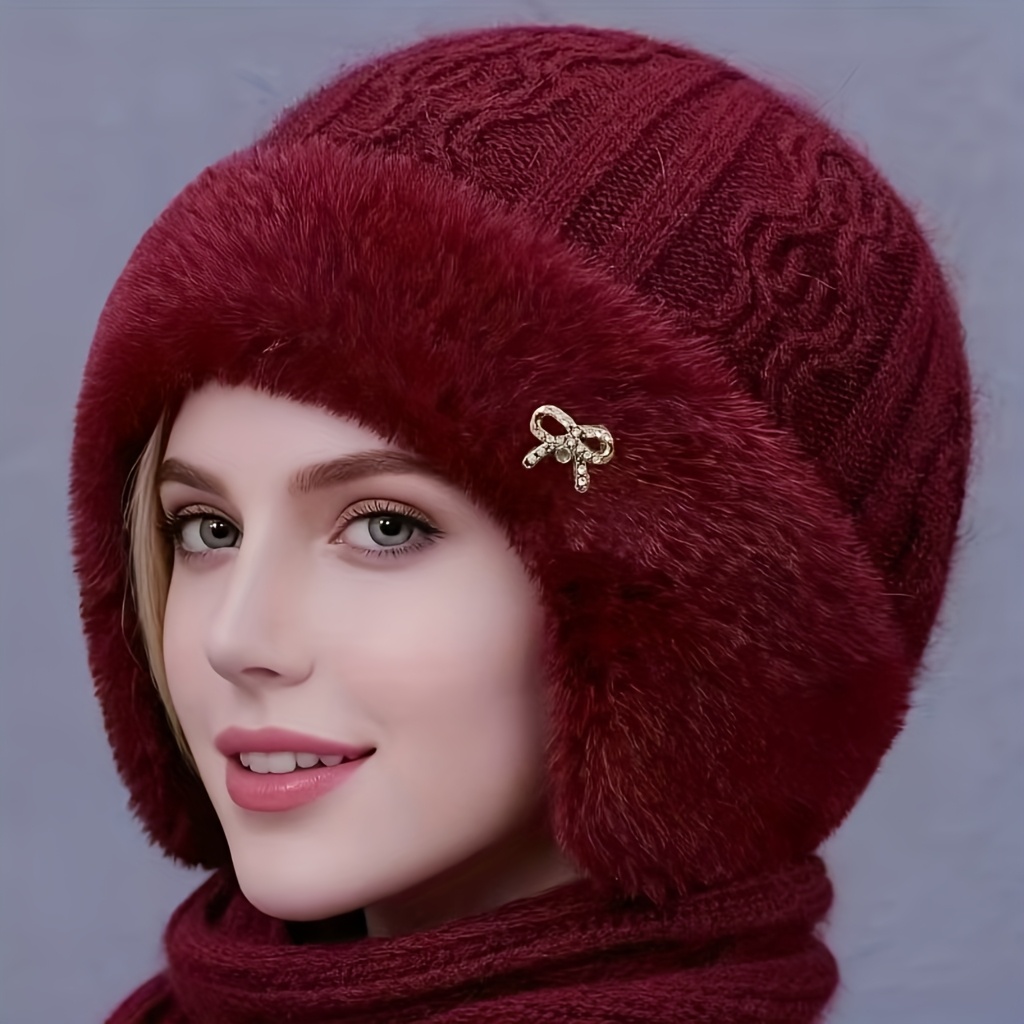TEMU New Autumn-winter Thickened -lined Warm Ear Protection Hat For Middle-aged And Elderly