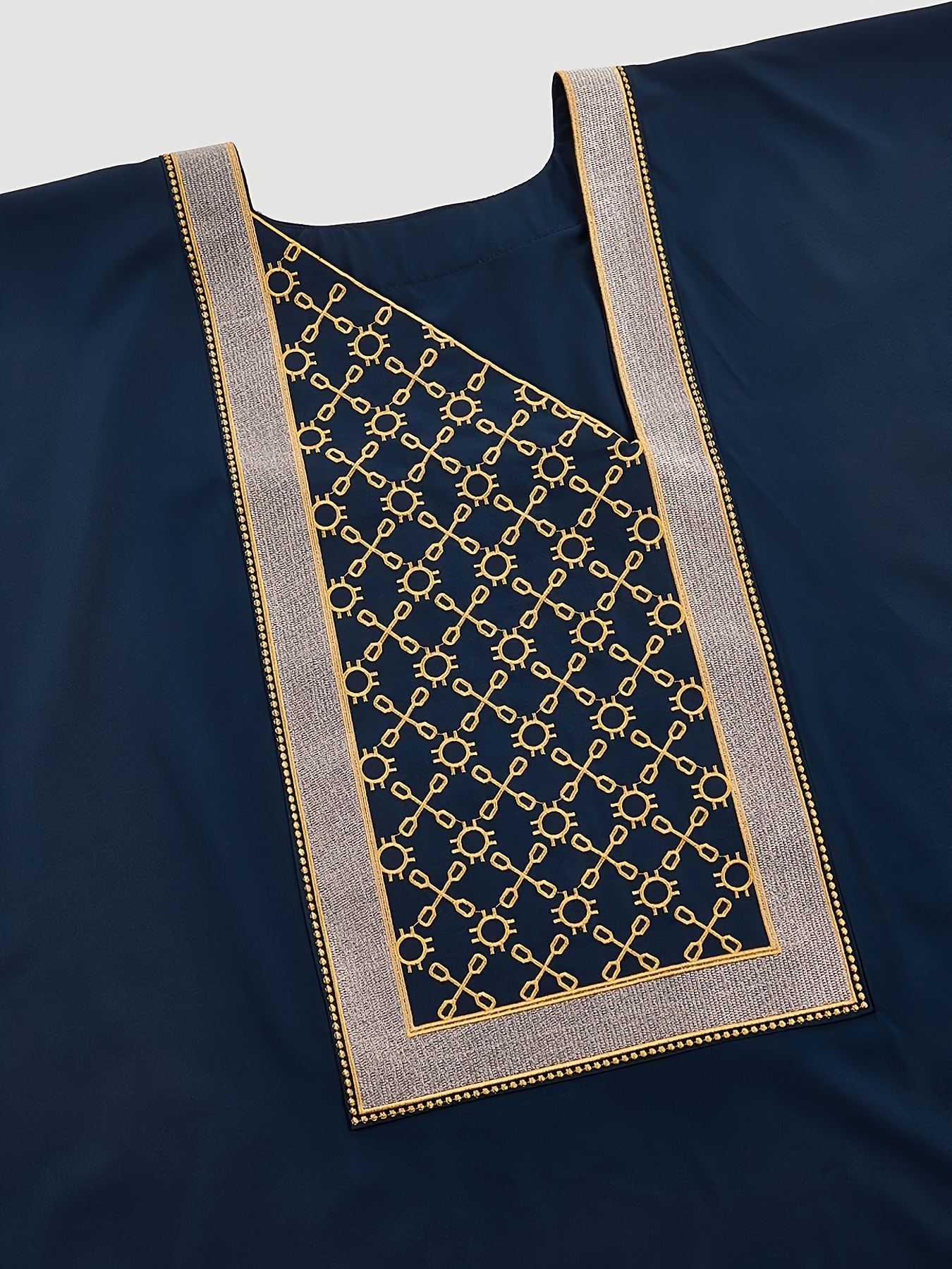 Men's Agbada 3pcs Set, Embroidered Pattern, Crew Neck, Hidden Buttons, Slit Hem with Pockets, Ethnic Pattern Robe, Long-Sleeve Shirt, Drawstring Elastic Waist Pants, Suitable for Banquets, Birthdays, Gatherings, Weddings, Holiday Celebrations, Dates