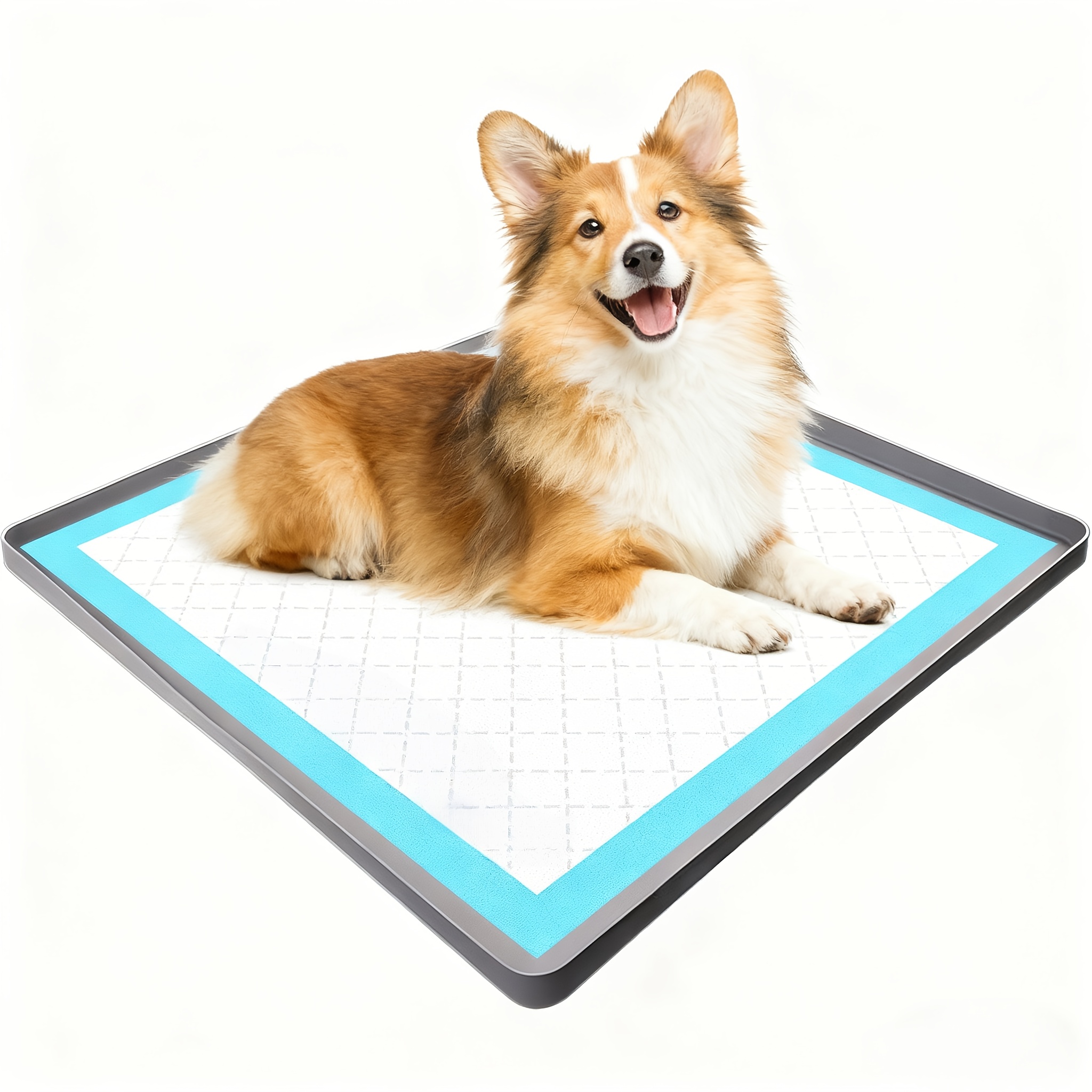 TEMU Pee Pad Holder For Dogs, Puppy Pad Tray For 24" X 24" Dog Training Pads, Silicone Mat, Portable Leak-proof Mat Holder For Dog Training Pads, Square Potty Trays For Home Floor Protection