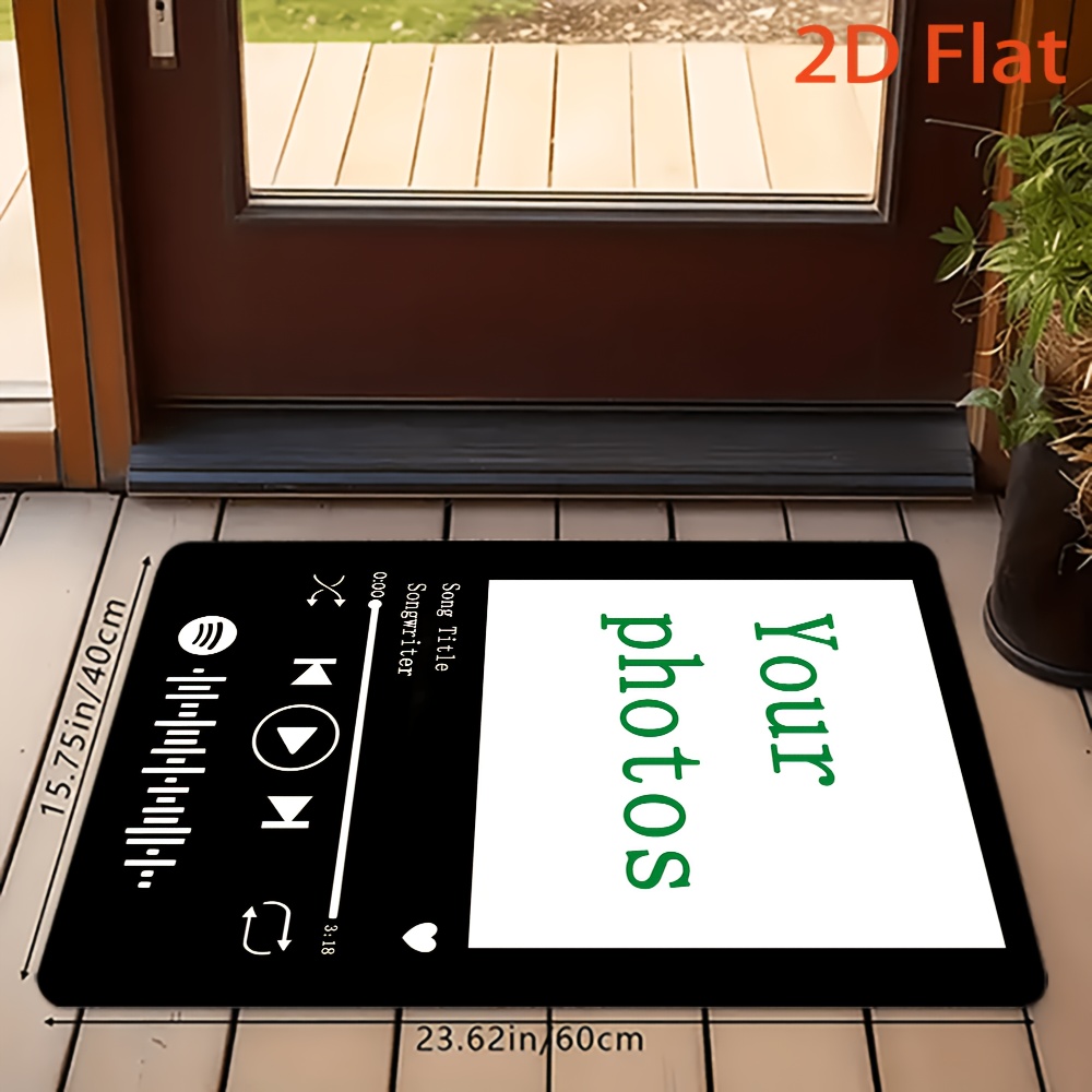 TEMU 1pc Personalized Photo/text Music Album Rug Suitable For Home, Machine Washable With Pvc Backing, Custom Song List & Photo Mat For Bedroom,