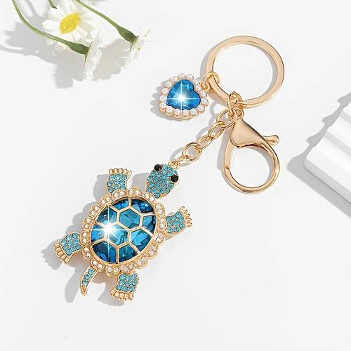 1pc fashionable european and american luxury exquisite creative cute animal turtle keychain bag charm accessory suitable for womens car keys bag charms decoration and gifting