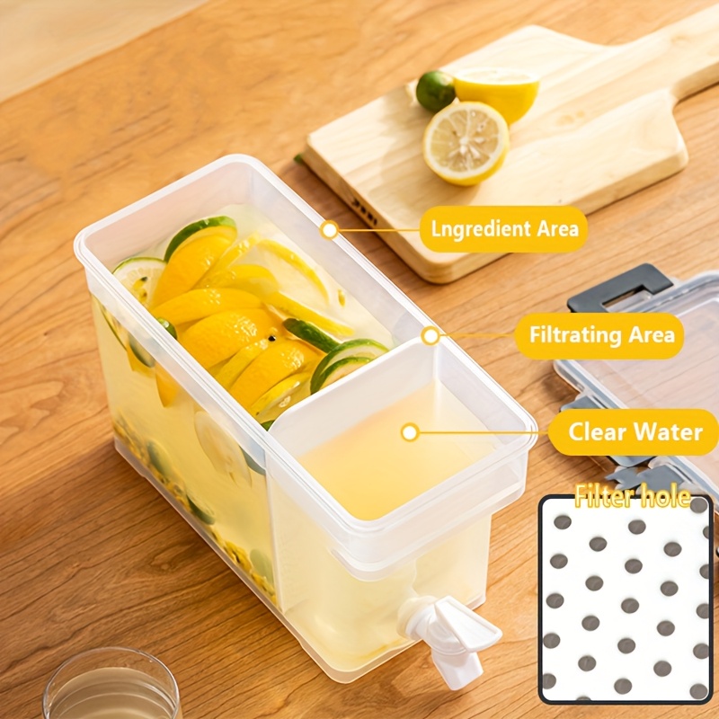 5L/3L Chilled Beverage Bucket, Water Kettle with Faucet for Refrigerators, Beverage Dispenser for Refrigerators, Fruit Tea Pot Made of PP Material, Lemon Water Container, Ideal for Parties, Weddings, Summer Events, And Home Kitchens