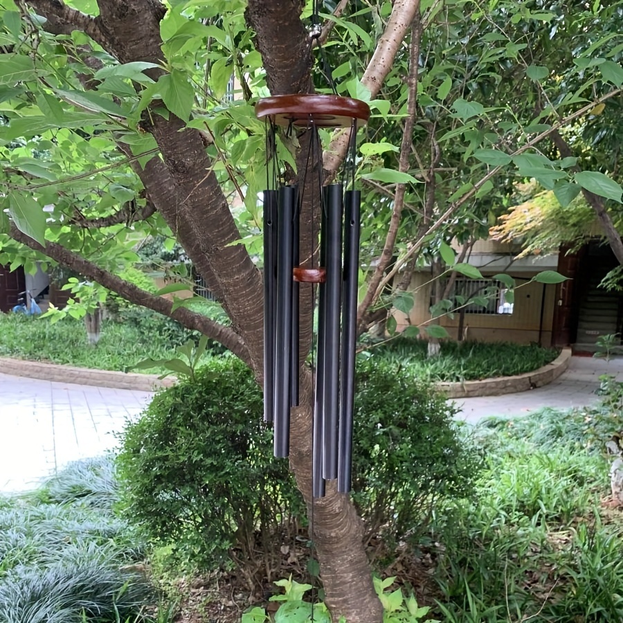 

1pc Large Wind Chimes, 28-inch Metal Wind Chime For Garden, Patio, Outdoor Decor, Classic Black Finish With Wind Collector, Ideal Gift For Garden Lovers