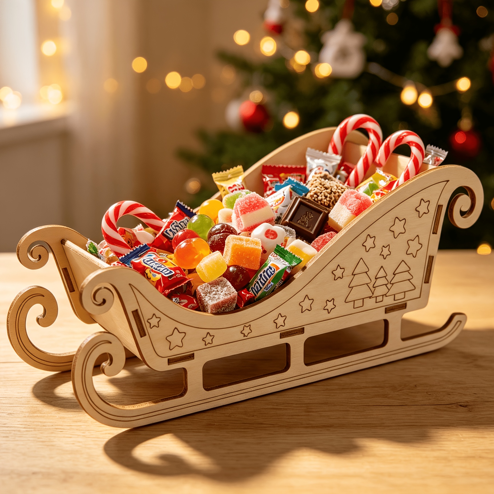 TEMU Christmas Sleigh Candy Storage, Shelf Baskets