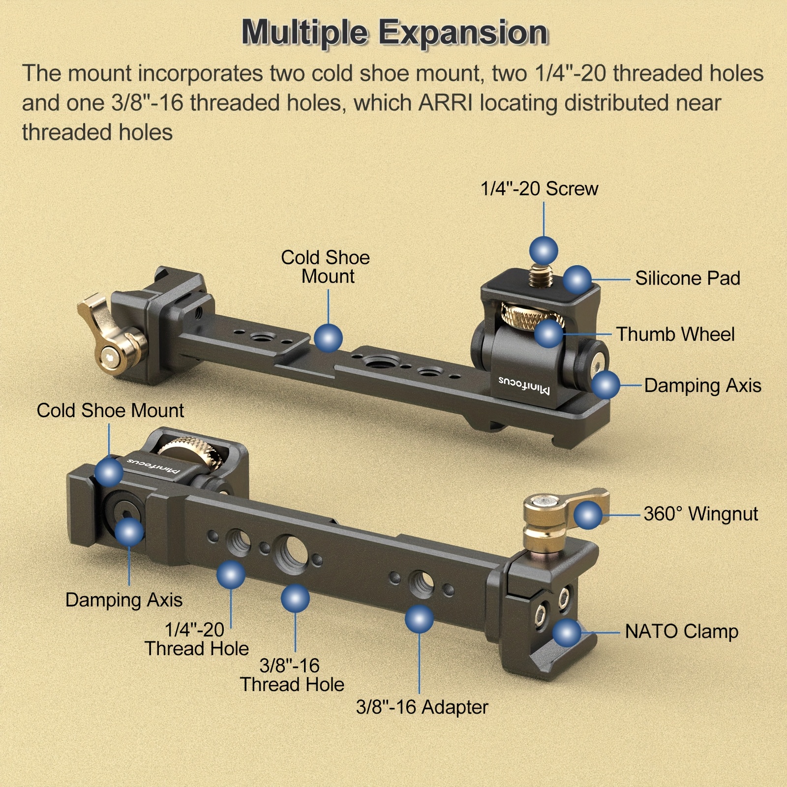 adjustable camera monitor mount   release   clamp cold shoe mount 360 rotatable field gimbal monitor holder for   4 mini       2 rsc 2       3 mini gimbal Product details 2
