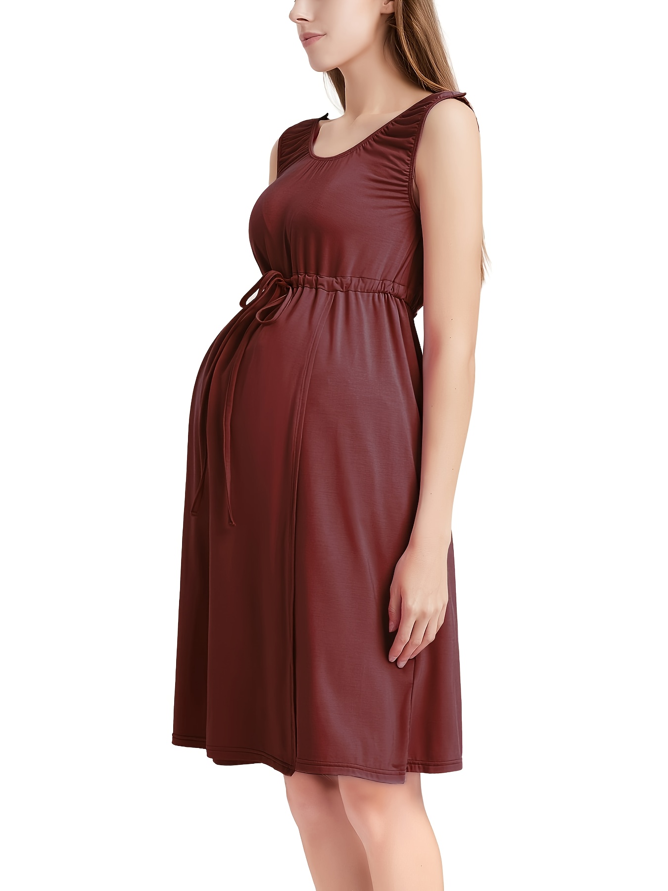 how to wear backless dress while breastfeeding 3in 1 labor nursing women nightgown sleeveless postpartum An activewear nursing dress Color:Pink color as picture A Line ZAPAKASA Women Mermaid Light