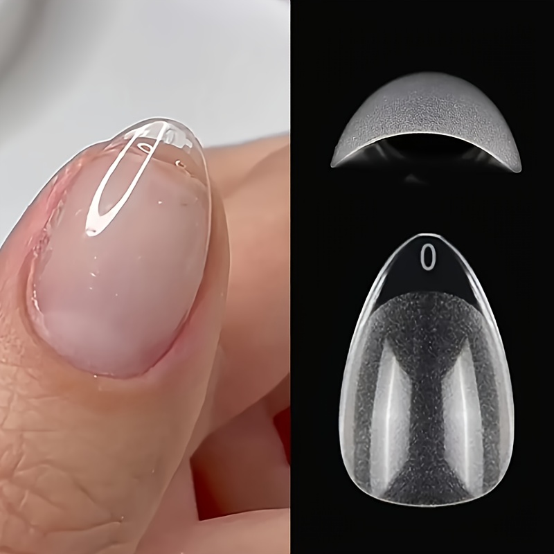 Image of 240pcs Xxs Short Almond-shaped Pointed Nail Set Super Soft Seamless Suitable For Small Nails Full Cover Easy To Salon Grade Nail Design Tools