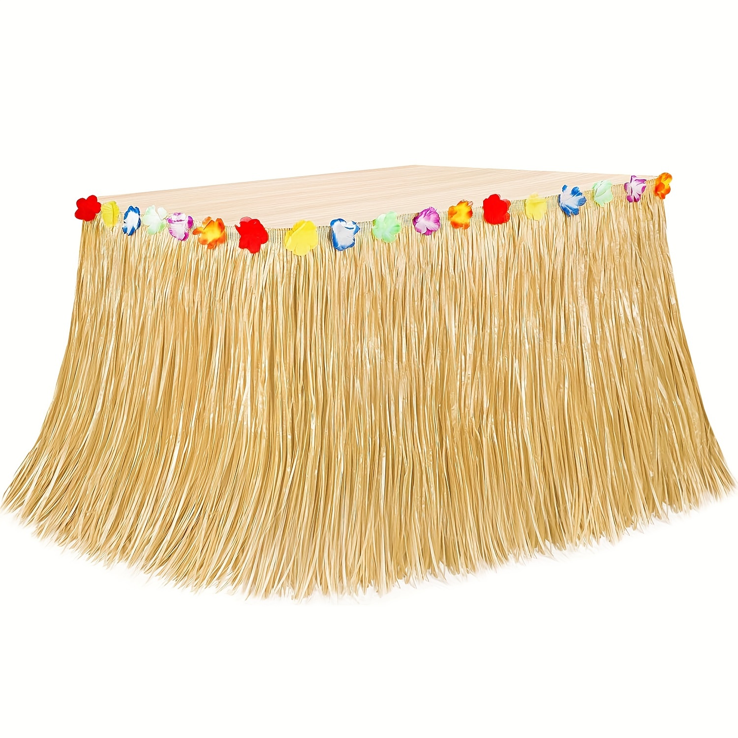 1pc 276cm/75cm Grass Table Skirt Authentic Hawaiian Lu Grass Mat Skirt - Tropical Party Decoration, Straw - Perfect For Lu Parties And Costume Activities