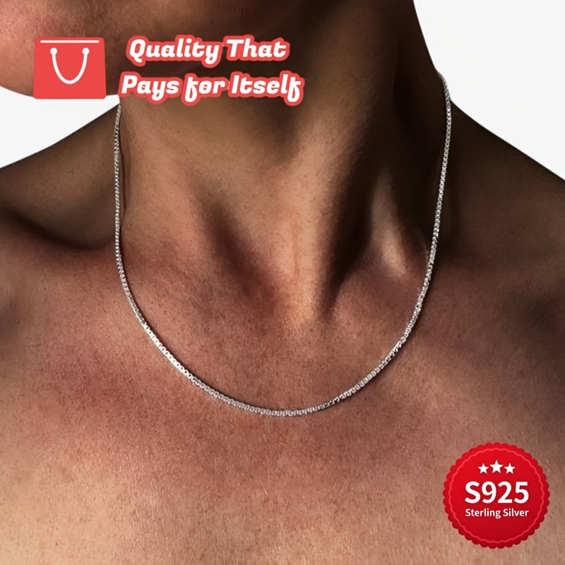 Women's 925 Silver Square Geometric Necklace, Minimalist Style