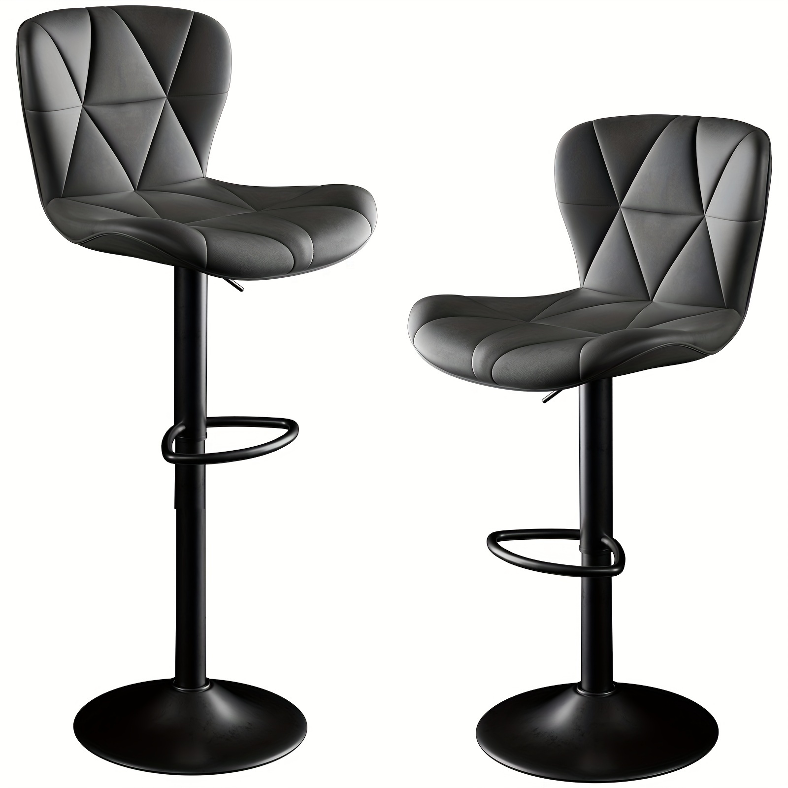 

Fashionable Two-seater Adjustable Swivel Bar Chair Set: /grey/khaki High-grade Imitation Leather Back Chair, For Kitchen