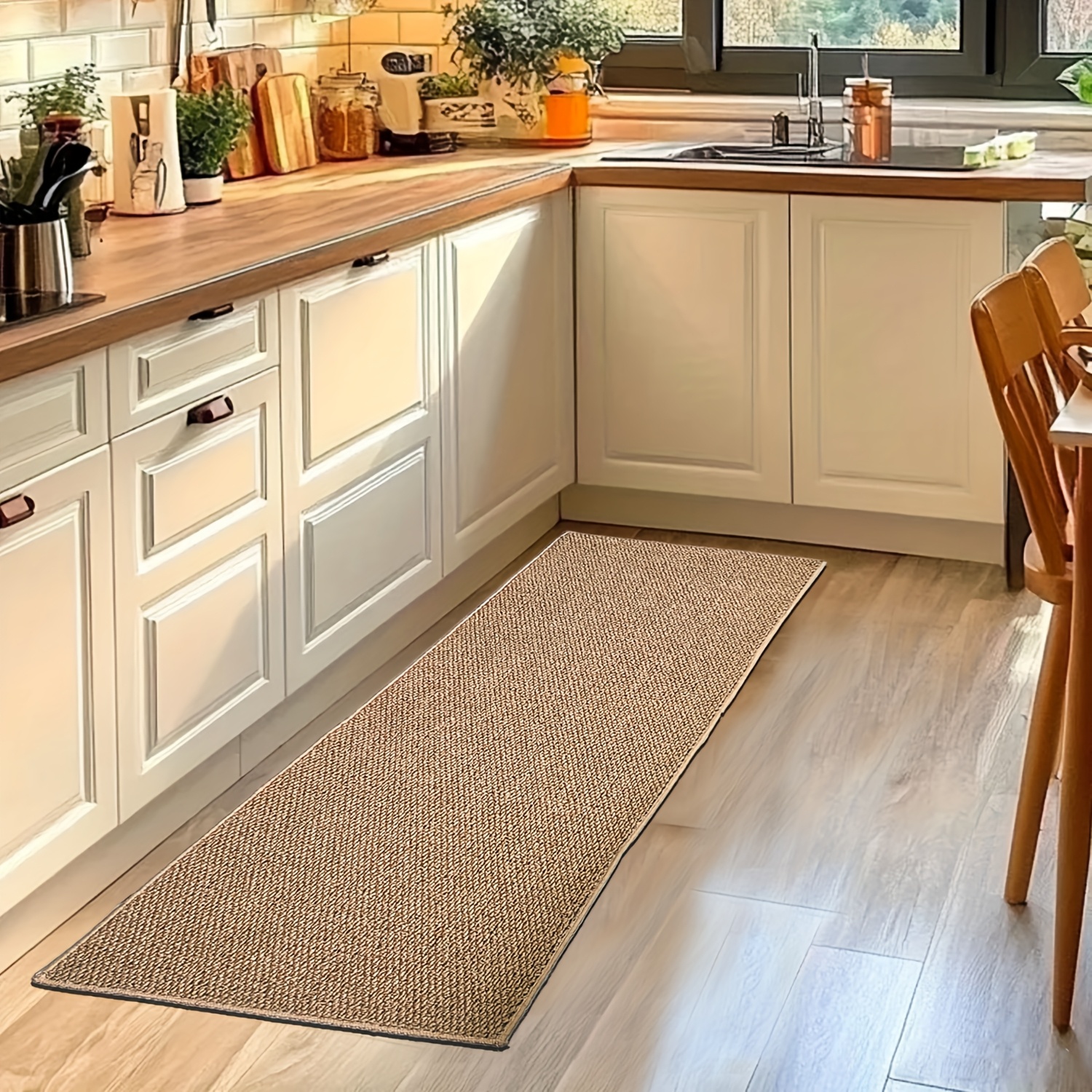 TEMU Alfombra de , Tapete Ancho de Fibra para Pasillo, Alfombra Larga Antideslizante para Cocina, Lavable Sin Desprendimiento de Pelusas, Alfombra