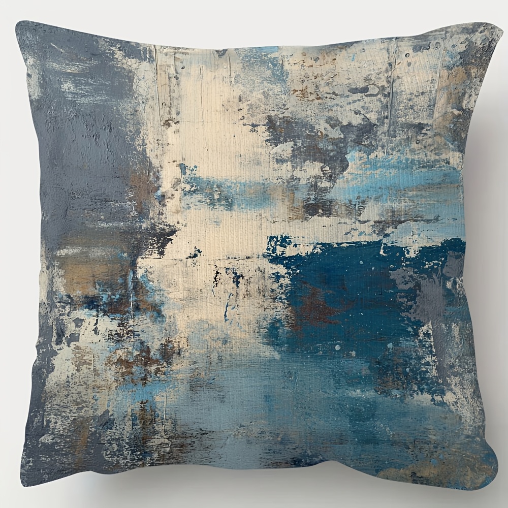 TEMU 1pc, Double-side Short Pillowcase, Blue Gray Abstract Throw Pillows Covers, Multiple Sizes Pillow Case, Suitable For Sofa, Living Room, Bedroom,