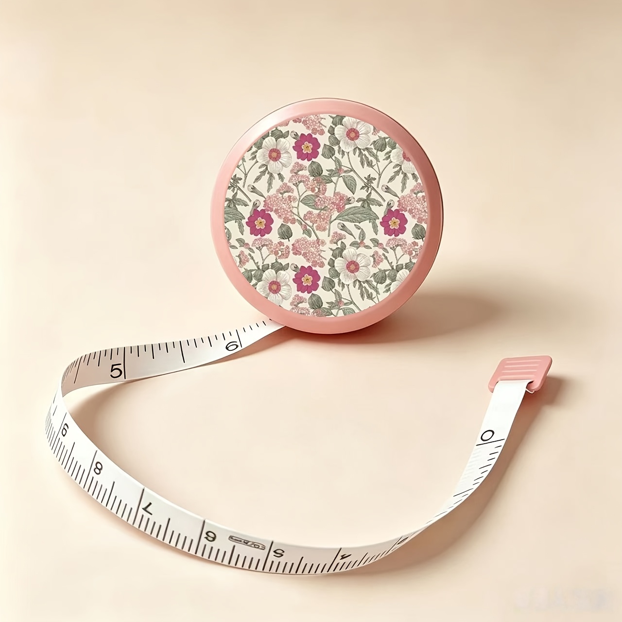 TEMU 1pc 150cm/60-inch Scale Vintage Floral Print Retractable Tape Measure, Mini Portable Soft Leather Tape Ruler For Home Use, Body Measuring,