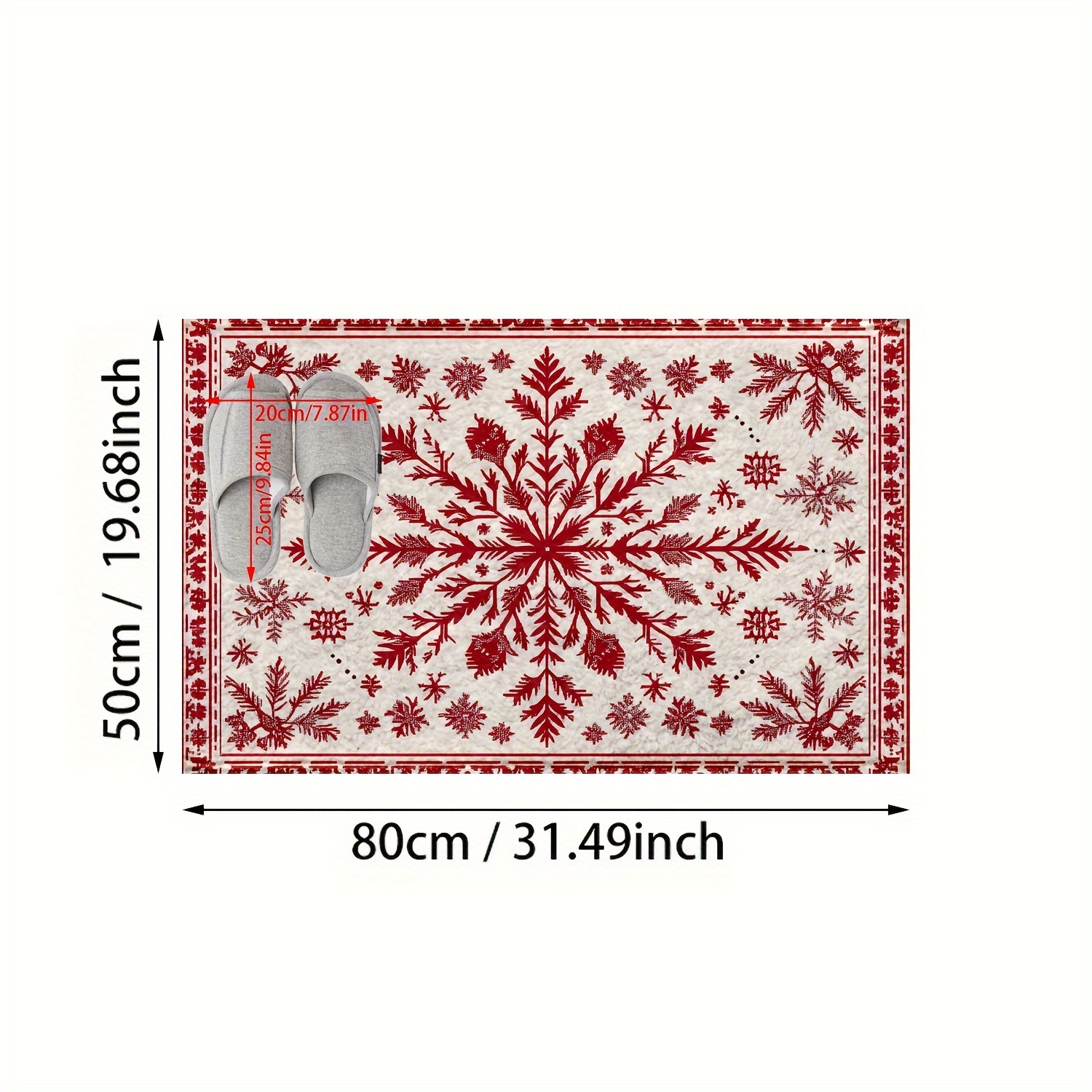 TEMU 1pc 2d Flat Christmas Red Snowflake Bathroom Mat, Imitation Cashmere Mat, Bathroom Non-slip Mat, Door Mat, Anti-slip, Home Decoration, Suitable