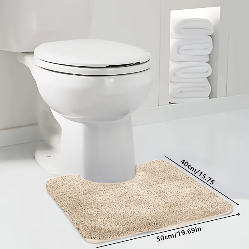 TEMU 1pc Bathroom Toilet Mat, Long Plush Bath Mat U-shaped Contour Carpet, Non-slip Pad, Floor Mat Soft And Comfortable, Super Absorbent, Non-slip,