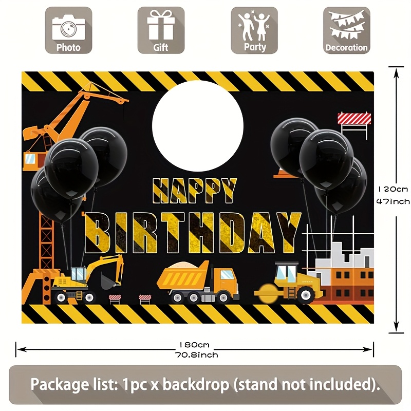 Mocsicka Construction Birthday Party Backdrop Dump