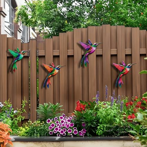 4 hummingbird wall art decor suitable for outdoor and indoor decoration ideal for balcony patio fence home decor a gift for bird lovers suitable for outdoor wall decor