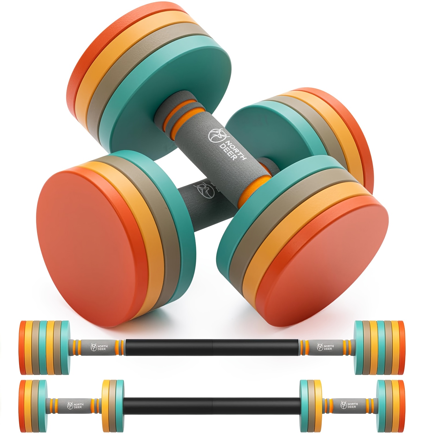 Image of Northdeer Dumbbell Barbell Set 10kg Pair - 2.5kg 3kg 5kg 5.5kg 7.5kg 8kg 10kg - Adjustable Dumbbells With Barbell Home Gym Workout