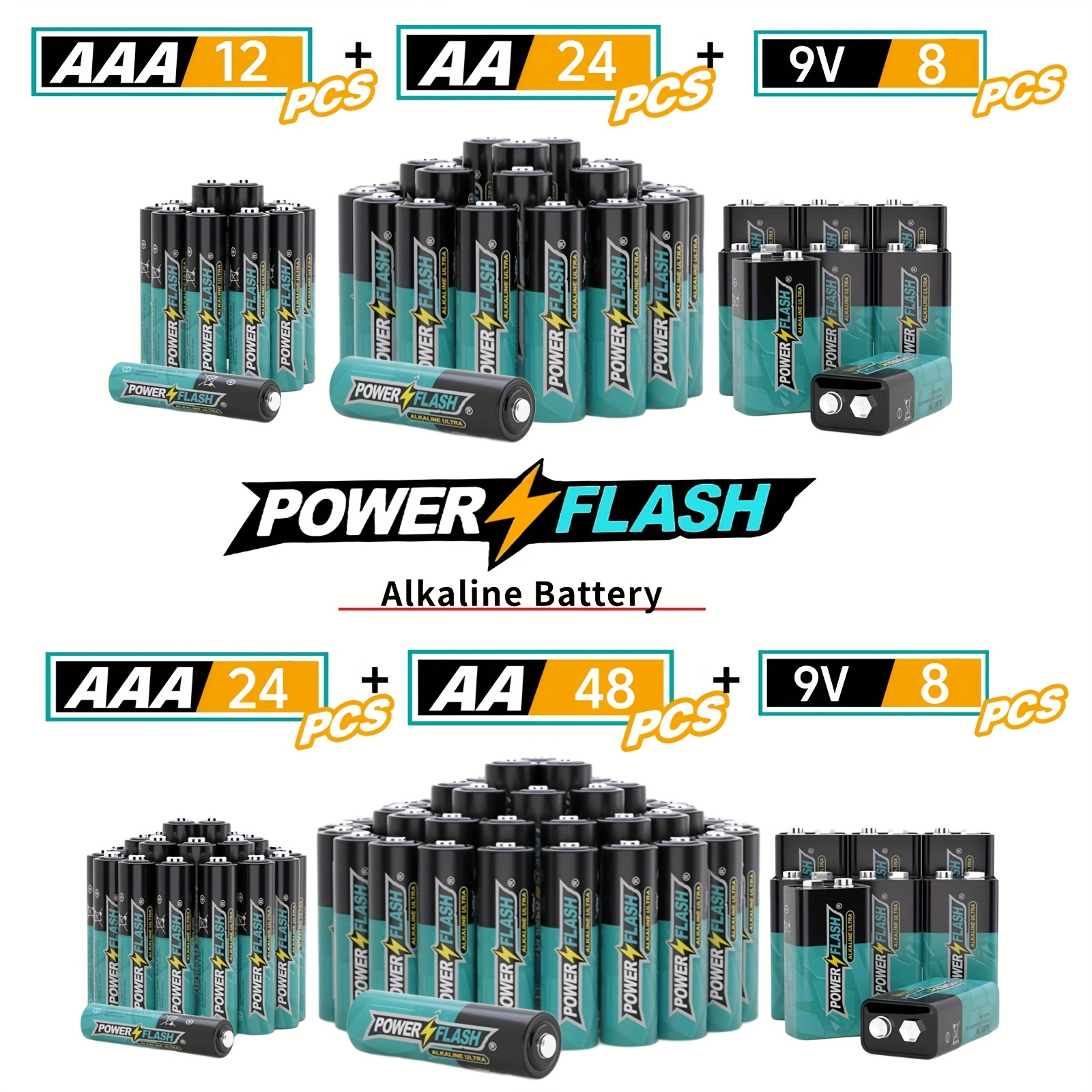 

Total 80/44pcs Aaa_aa_9v Pack Long- Batteries, For Home, Household Device, Work