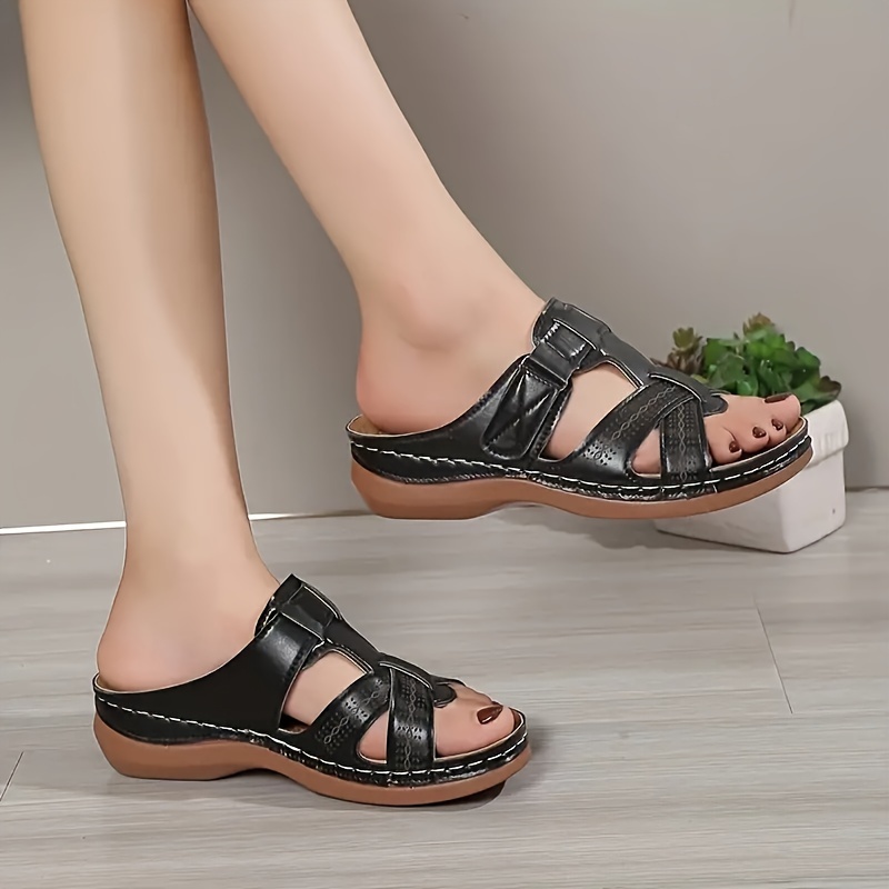 solid color casual sandals women s slip platform soft sole details 2