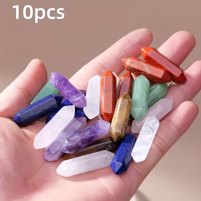 E-shop 10 Stück Natürlicher Kristall Original Doppel-Spitze Sechseckige Säule Ornament Rosa Kristall Säule Anhänger Schmuck Zubehör Urlaubsgeschenk