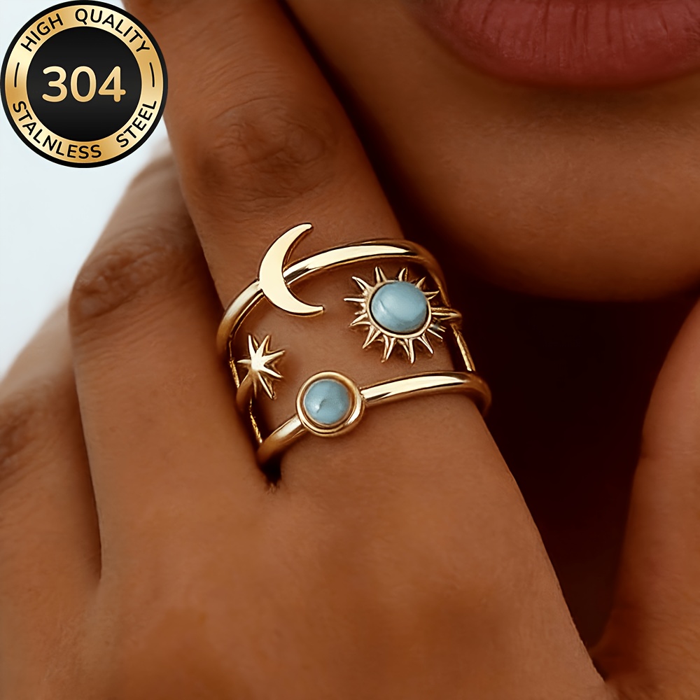 High-quality Stainless Steel Hypoallergenic Golden , Anti-fading, Easy And Elegant, Suitable For Everyday Wear Or Party Fashion Women's Ring, Jewelry Additions, Is A Delicate Gift For Women