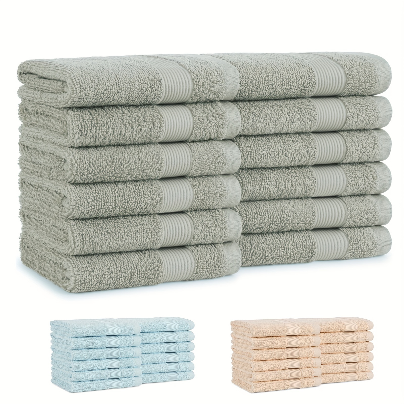 

12pcs Cotton Hand Towel, Absorbent & Quick-drying Showering Towel, Super Soft & Skin-friendly Bathing Towel, For Home Bathroom, Ideal Bathroom Supplies