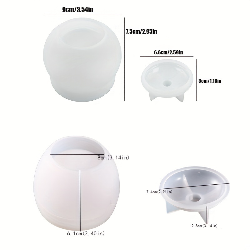 Image of 2pcs Round Candle Jar Silicone Mold With Lid Planter Ornament Craft Diy Handmade Plaster Resin Storage Box Making Molds Home Decor