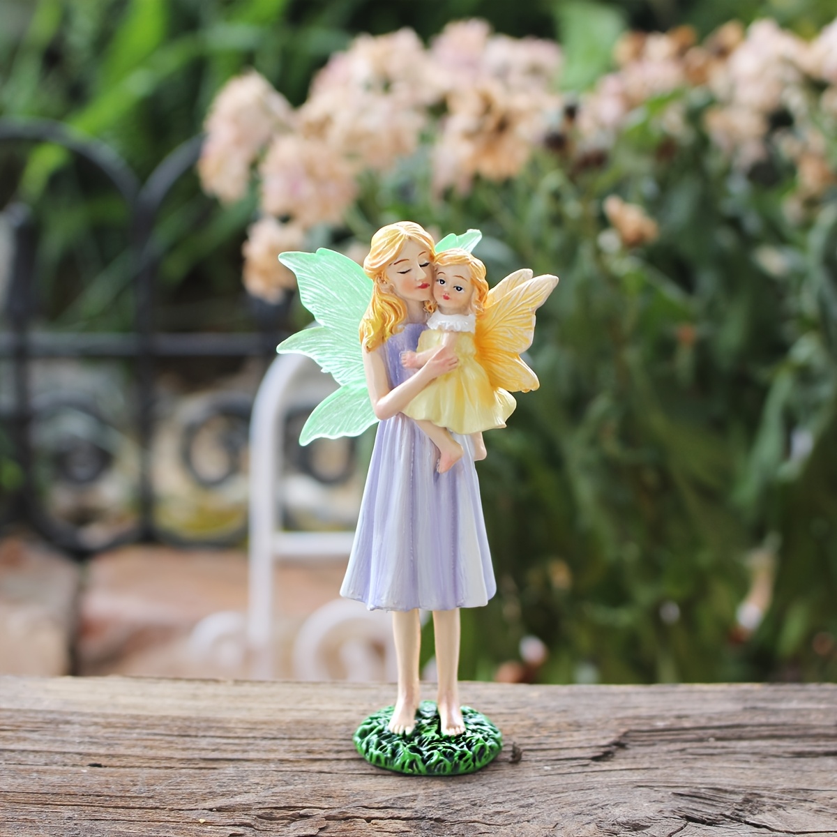 

1pc Fairy Resin Mother Daughter Elf Statue With Wings, Indoor & Outdoor Decor For Room Types, Ideal For Christmas, , Day -