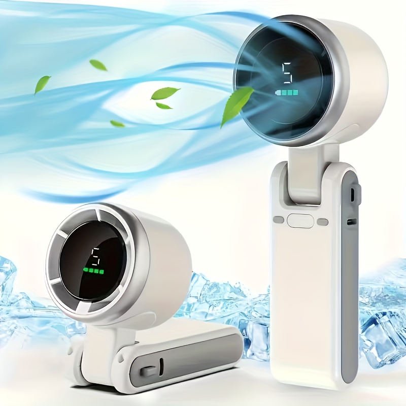 Compact Turbo Fan For Handheld Use, Collapsible Design, 3-in-1 Fan With 5 Wind Settings, Usb Rechargeable For , Travel, Camping, And Work