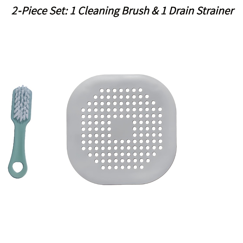 TEMU Ensemble de 2 pièces (1 brosse + 1 écran filtrant) Attrape-cheveux, Filtre de vidange -bouchage pour évier, Bouchon de vidange pour baignoire et