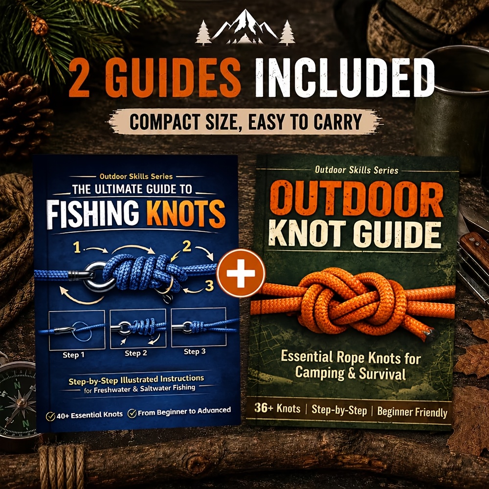 TEMU Guide de nouage extérieur pour 2 livres, nœuds de pêche, camping, guide par , manuel pour débutants, indispensable pour les pêcheurs, le camping