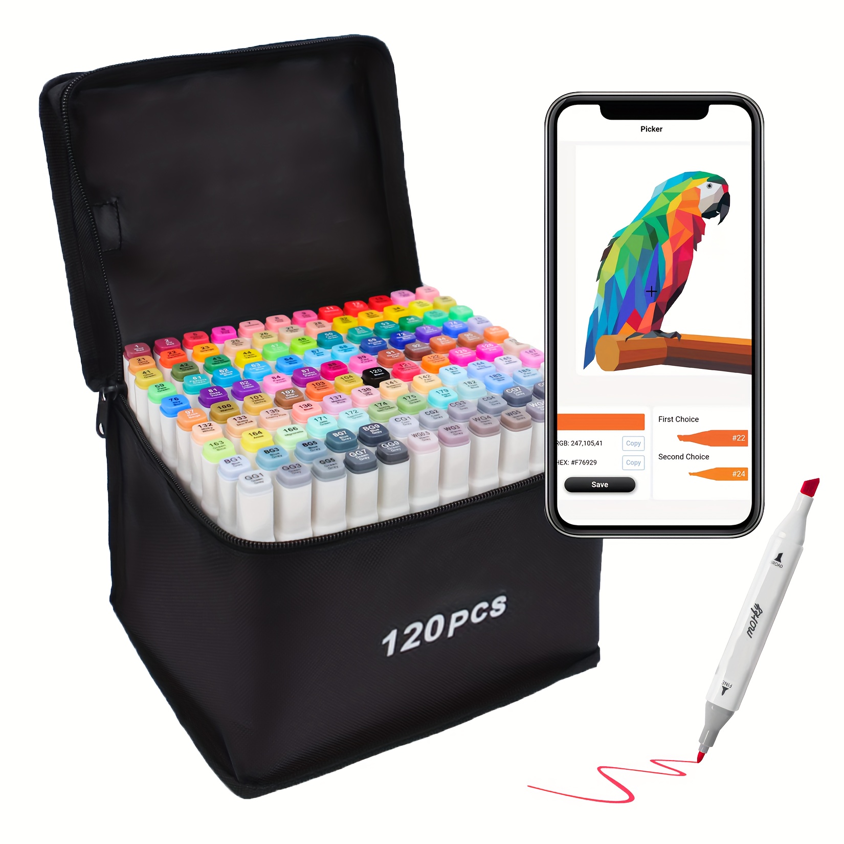 TEMU 120 Colors Alcohol Markers Set With App, Dual Tips Blender Art Markers, Art Markers For Adult And Kids Drawing, Sketching Coloring Artist Pens