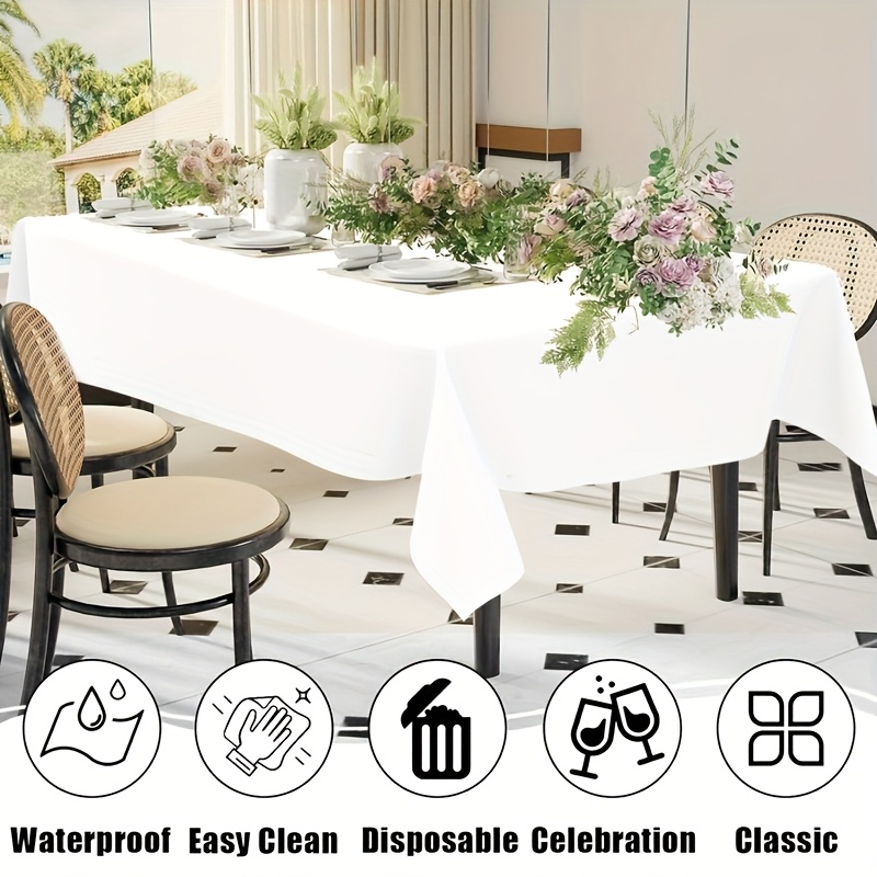 Beige 6 Pack Premium Disposable Plastic Tablecloth 54 Inch. X 108 Inch. Rectangle Table Cover P 26827136