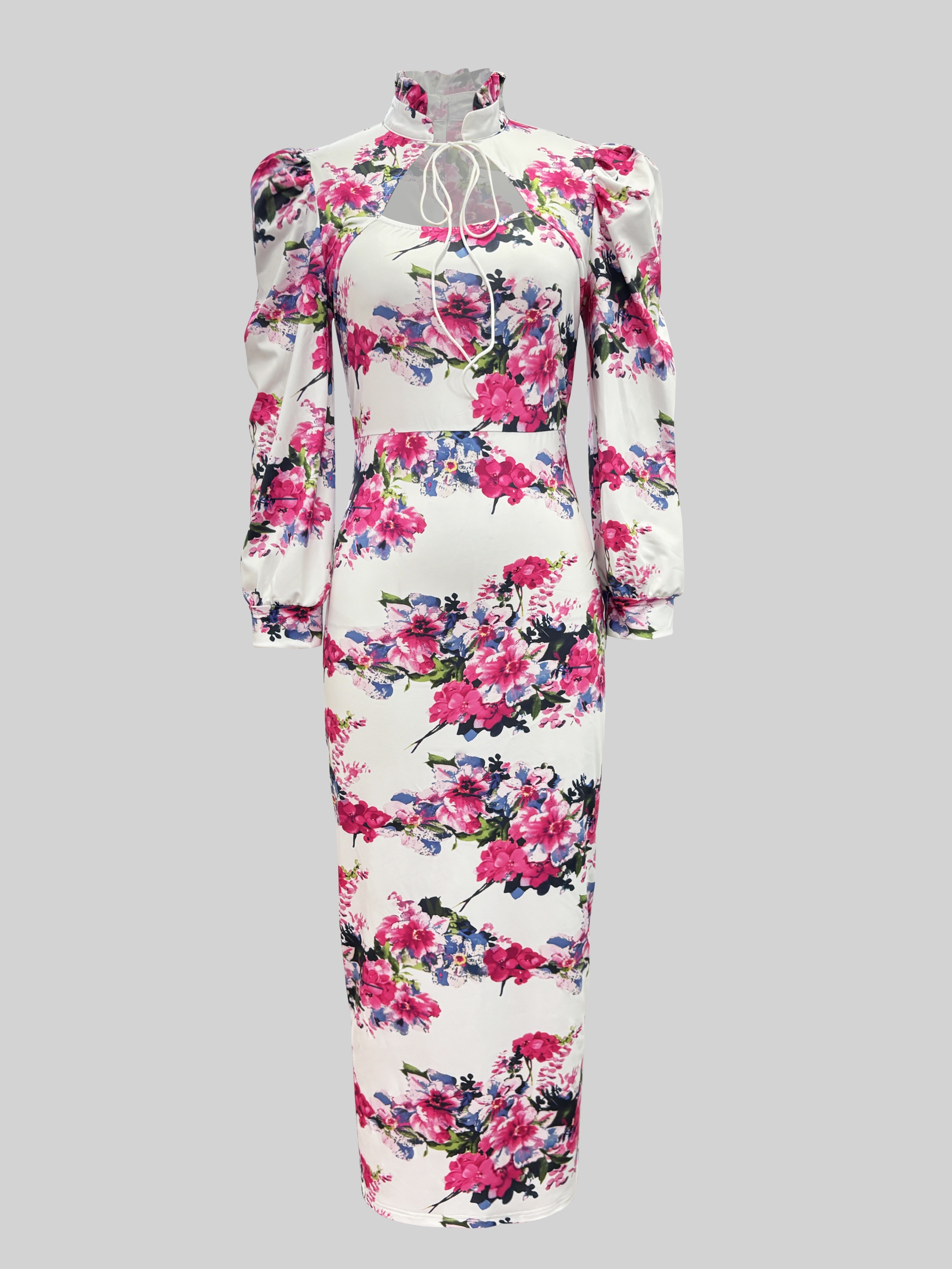 womens floral print sheath dress stand collar elegant short - Temu