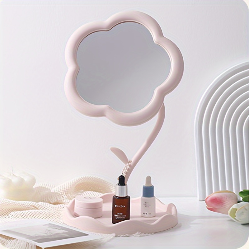 TEMU Desktop Makeup Mirror Shape Cute Girl Heart Dressing Mirror Detachable Hanging Jewelry Hd Makeup Mirror