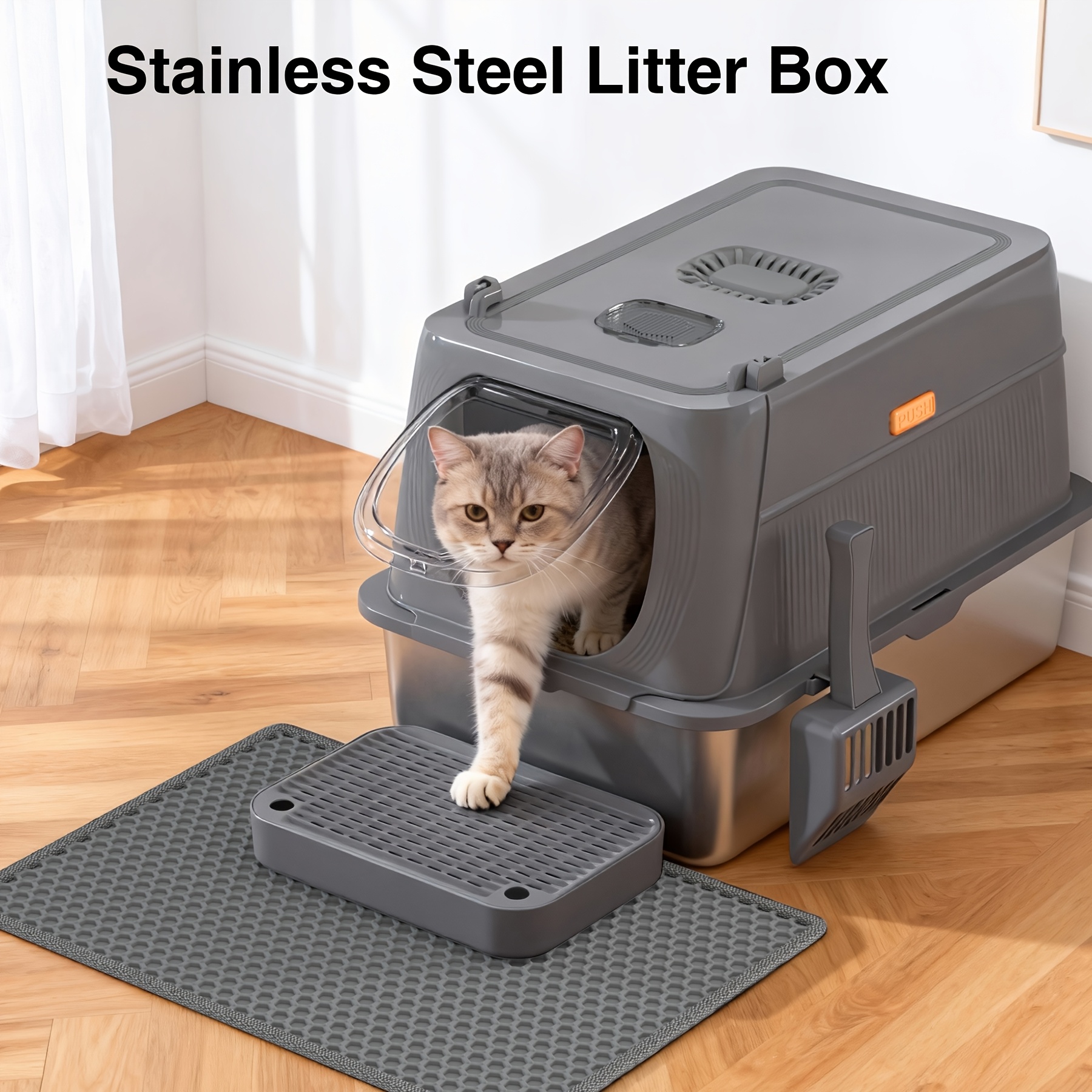 Oversized Stainless Steel Cat Litter Box