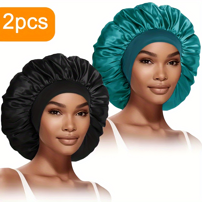 

2-pack Satin Bonnet For Women, Extra Large With Elastic Band, Comfortable Night Hair Cap For Curly And Straight Hair