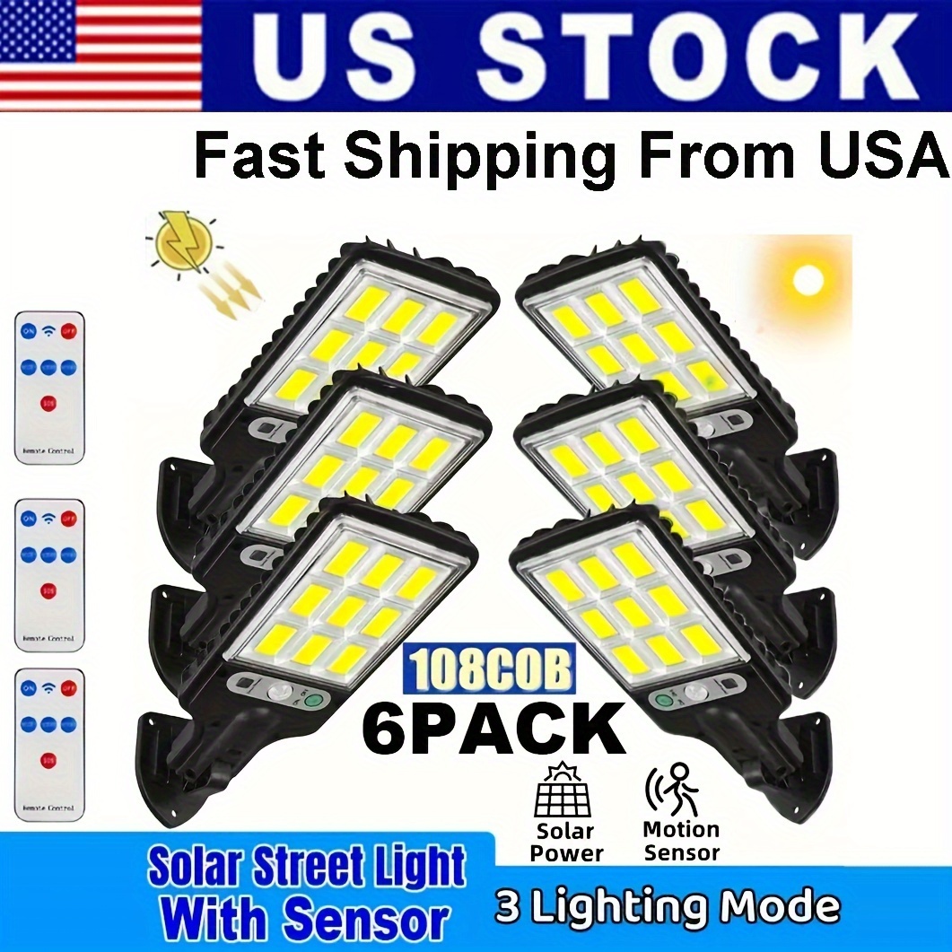 2 4 6pcs outdoor solar street lights 108 cob led safety lights with 3 lighting   with remote control solar wall lamp outdoor dusk to   for porch garden deck fence patio     solar street light