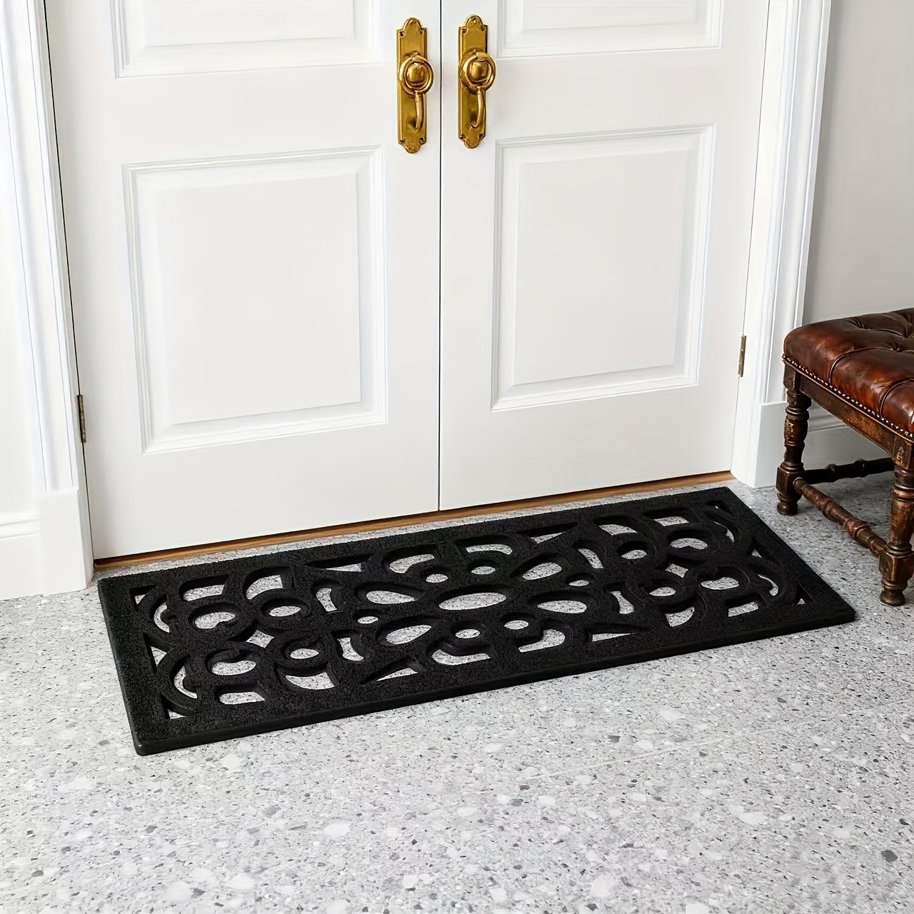 TEMU Front Door Welcome Mats, Easy-to-clean Rubber Mats, Entrance Door Mats For Indoor High-traffic Areas, Outdoor Door Mats, Outdoor Mats, Rubber