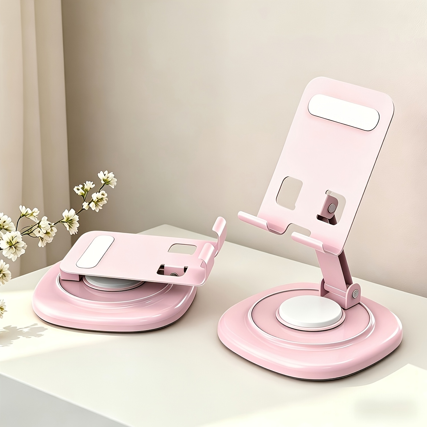 TEMU Foldable Cell Phone Stand For Desk, 360° Rotation Sturdy Adjustable Desktop Phone Holder, Office Desk Accessories Gifts For Iphone 17 16 15 14