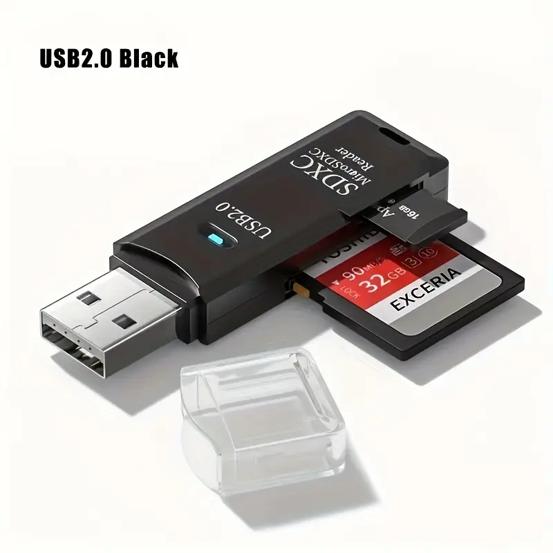 1pc high speed usb 2 0 mini sd card reader plug and play memory card adapter for camera data transfer no battery required transferring photos details 2