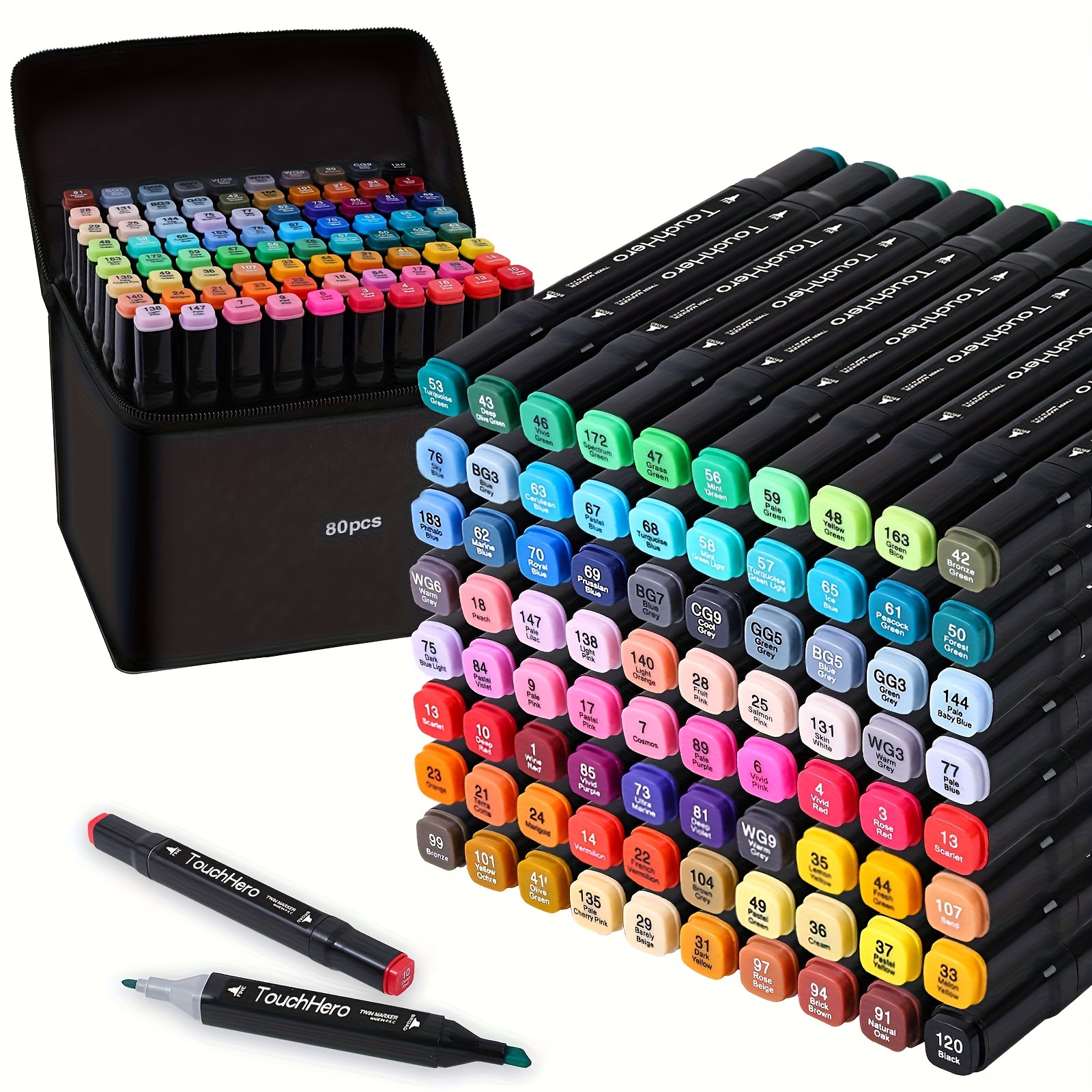 

80 Colors Markers, Dual Tip Art Markers For Adult Coloring Sketching Drawing Markers For Artists Paint Markers Pen With Carry Case Easter Gift