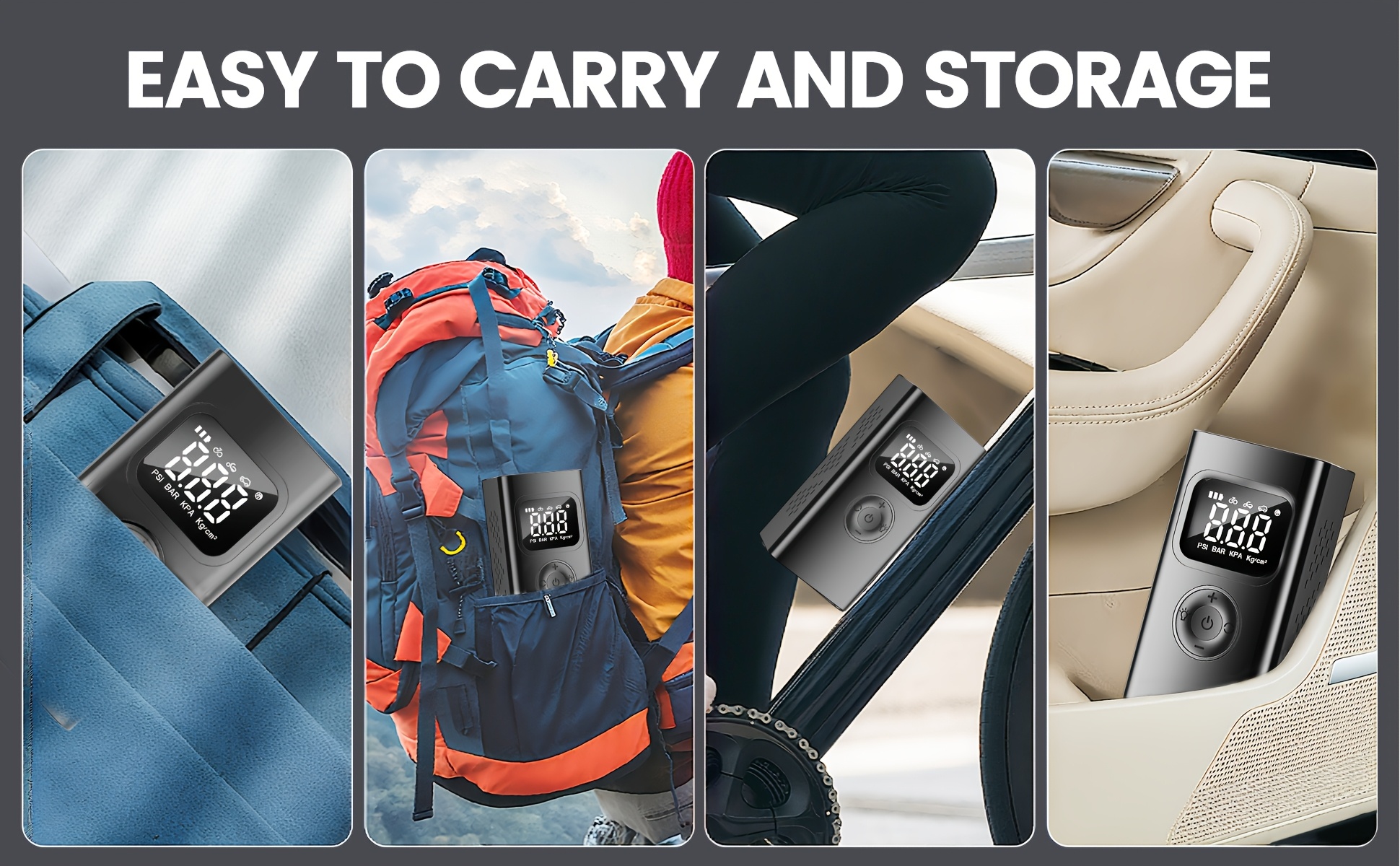 portable jump starter with built in air compressor 150psi battery jumper for 5 0l gasoline   0l   engines 12  jump box with integrated jumper cables led light and lcd display display Product details 4